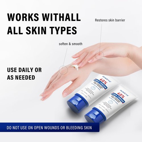 OUKEYA Urea Cream 40 Percent Tube 3 Oz, Foot & Hand Cream for Dry Cracked,40 per Urea Lotion for Feet Maximum Strength, 2 Pack