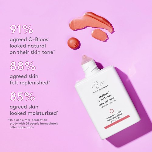 Drunk Elephant O-Bloos Rosi Drops - 30 ml/1 fl oz - Peachy-Pink Color Serum Drops - Clean Clinical Skincare - Cruelty-Free - Dermatologist-Tested - Free of Essential Oils, Silicones, and Fragrance