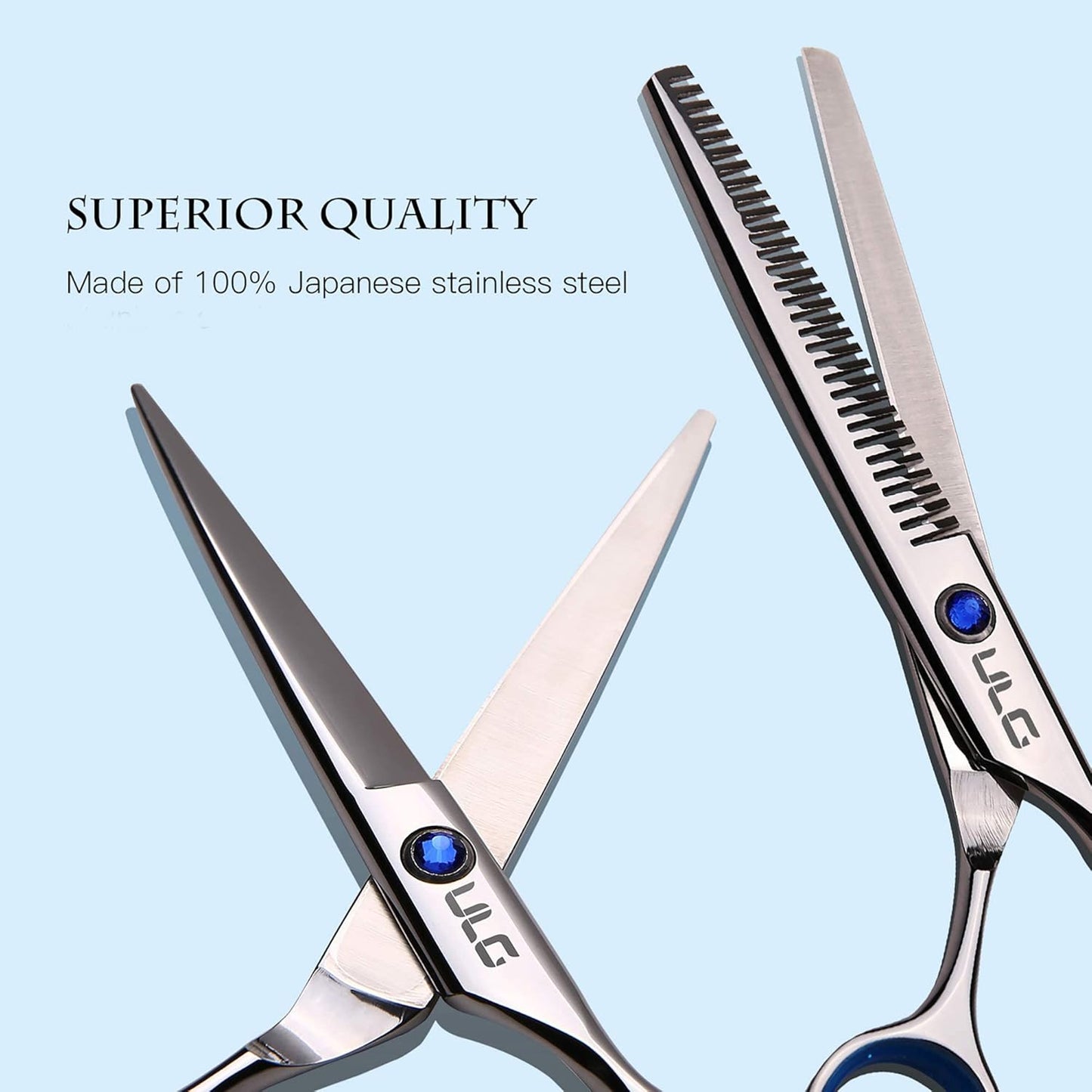 ULG Professional Hair Cutting Scissors Kit - Japanese Stainless Steel Thinning Shears | 6.5 Inch Razor Edge