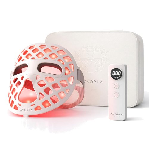 Avorla Beauty LED Mask - Red & Infrared Light Therapy for Wrinkles | Blue Light Acne Treatment - Rechargeable for Home & Travel