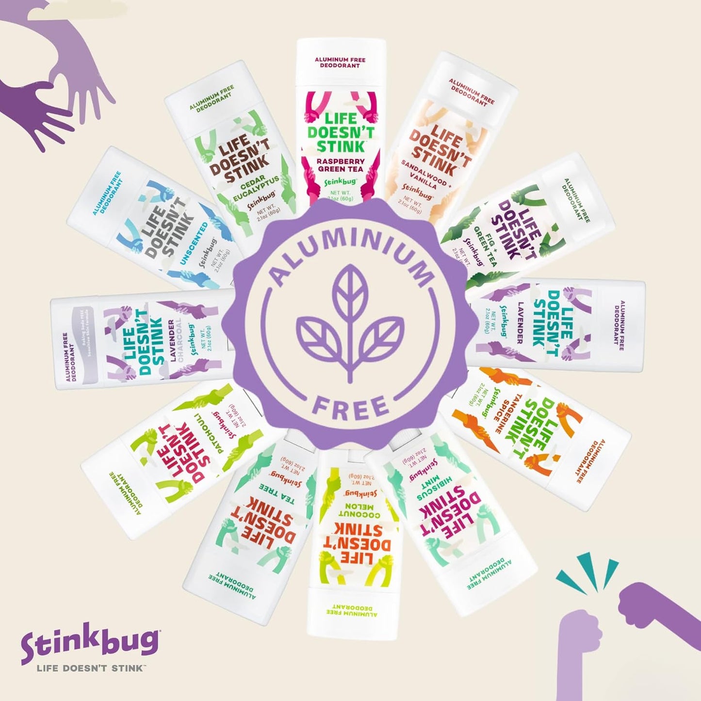 Stinkbug Naturals Organic Deodorant Stick - Aluminum Free, Sweet Peppermint & Coconut Oil, 2.1 Oz