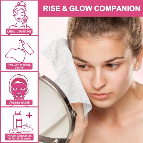 FACEMADE Disposable Face Towels - Ultra Thick 100 Count for Makeup Removal & Skincare | USDA Certified Biobased