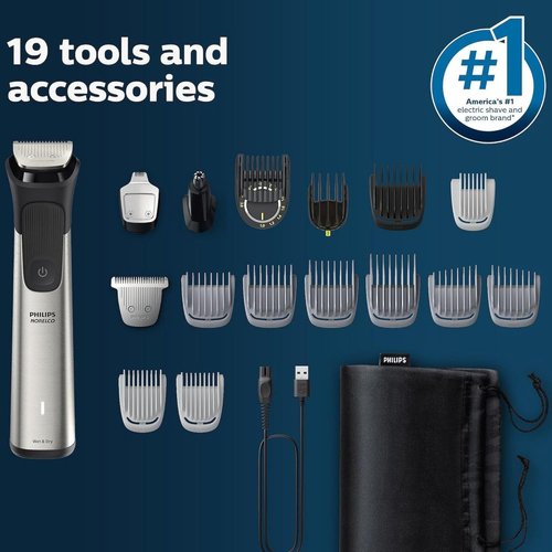 Philips Multigroom 7000 Series - 21-Piece Beard Trimmer & Grooming Kit for Men | Precision Trimming Comb, Water Resistant
