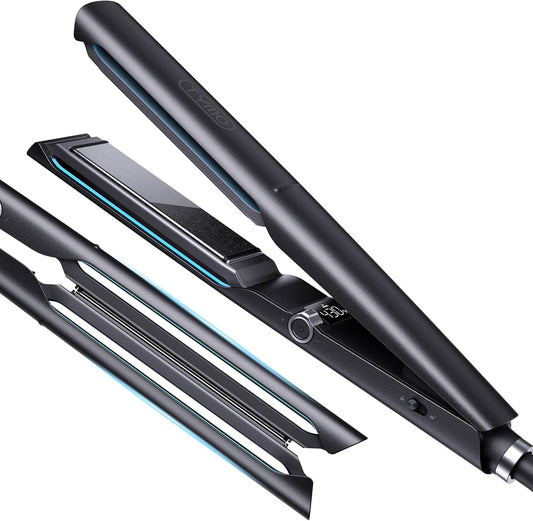TYMO 2.0 Flat Iron Hair Straightener - 1” Ceramic 2-in-1 Curler for Fast, Smooth Styling, Black