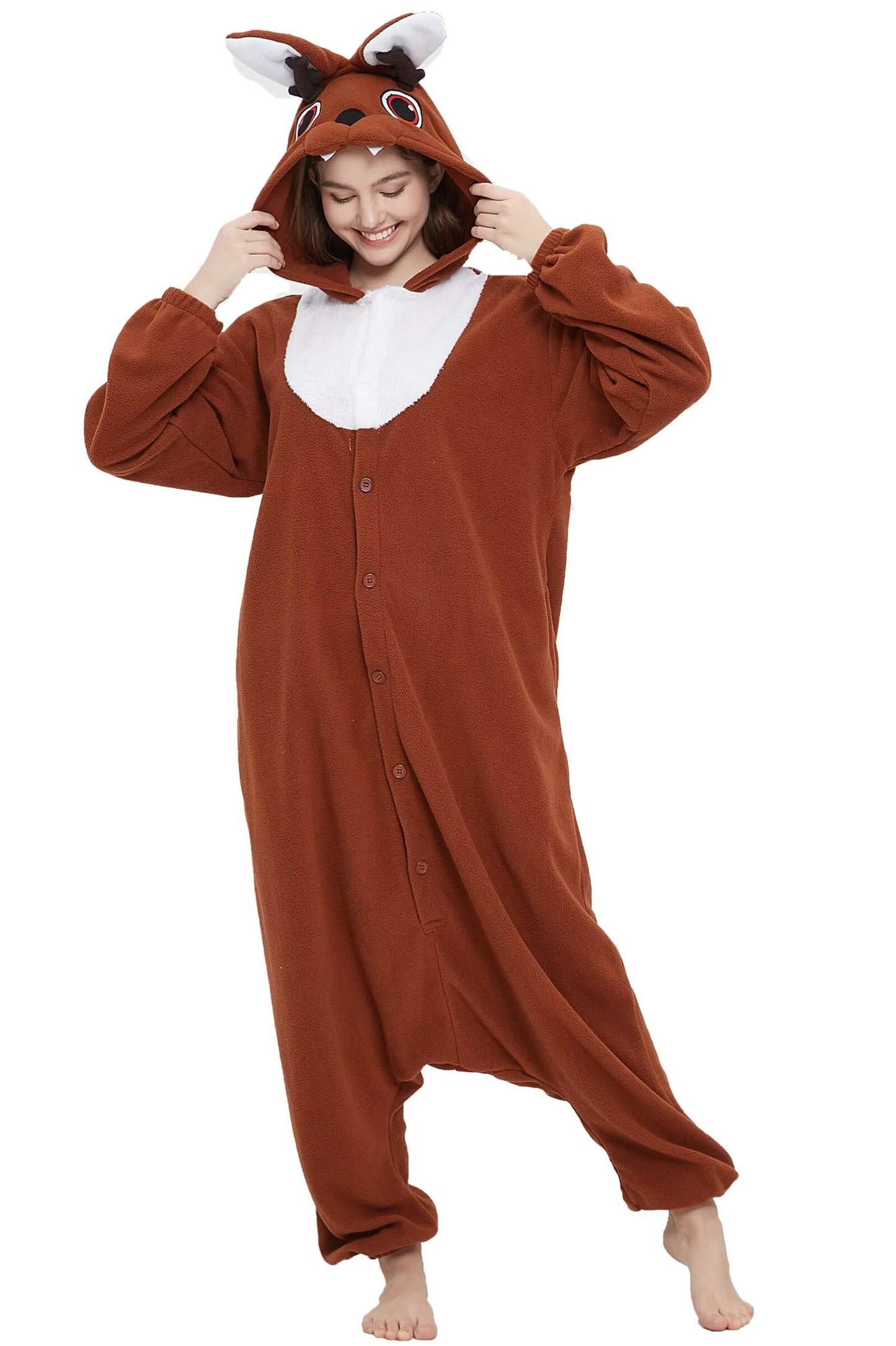 DarkCom Unisex Adult Cosplay Wolpertinger Onesie Halloween Costume Christmas Pajamas Sleepwear for Women Men Small