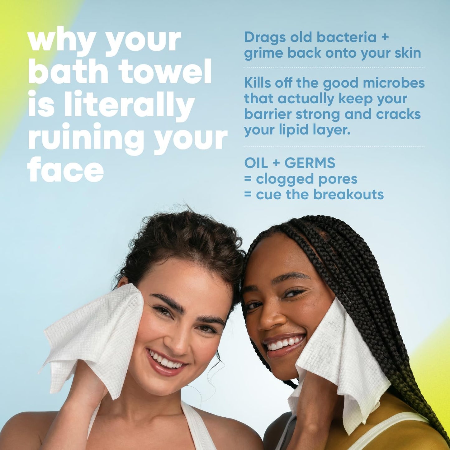 Takeoff Face Towels - XL Disposable Makeup Remover Wipes | Ultra Soft & Compostable, 150 Count