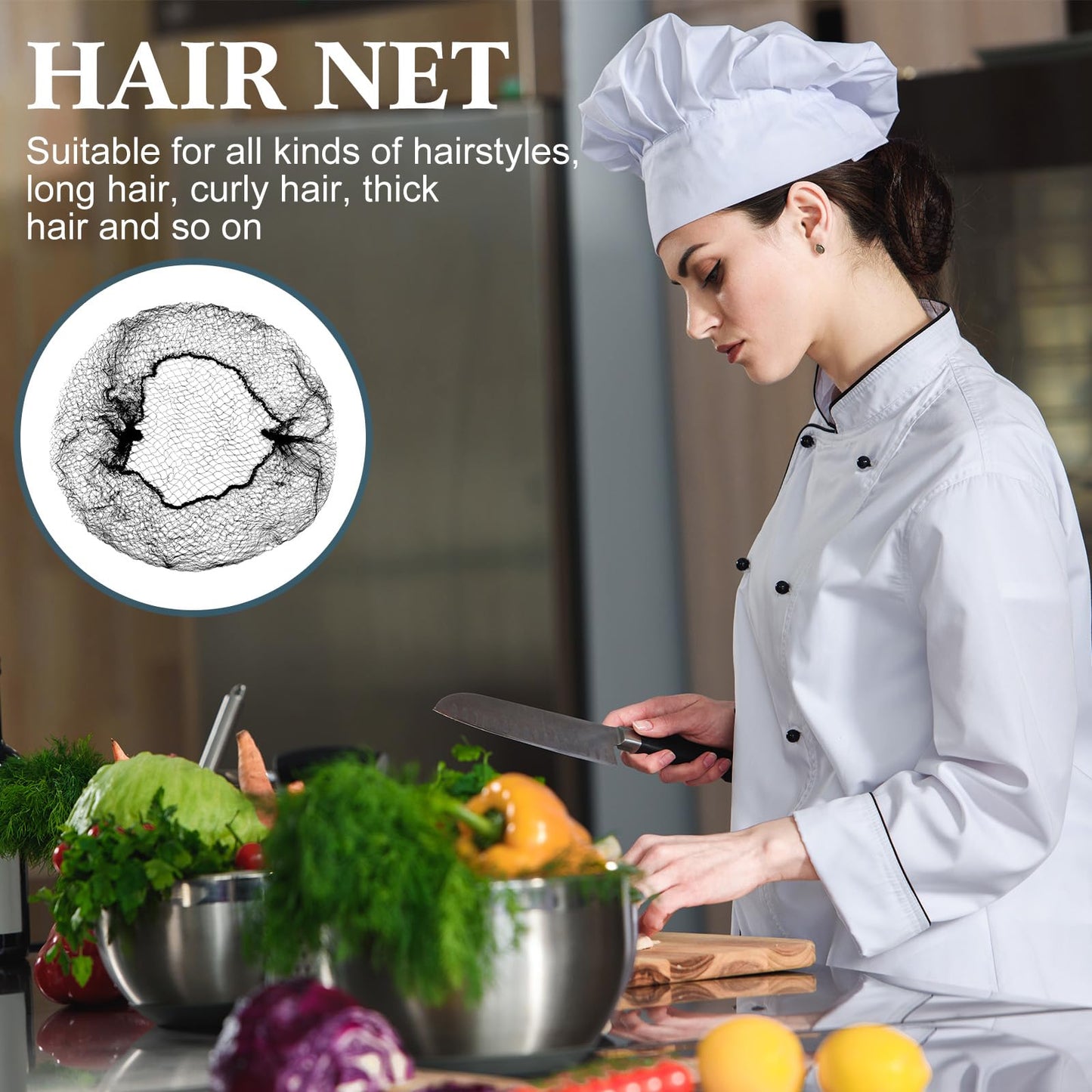 Yuxung 500 Pcs Hair Net Bulk Hair Nets for Food Service Workers 24 Inches Invisible Nylon Hair Nets for Women Elastic Edge Mesh Invisible Wig Nets for Restaurant, Ballet Dance, Kitchen (Black)