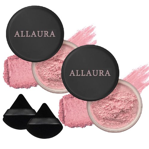Allura Beauty Blurring Powder, Allura Beauty Blurring Powder, Blurring Setting Powder, Beauty Pink Setting Pink Powder Loose Setting for All Skin Tones (Pink-2Pcs)