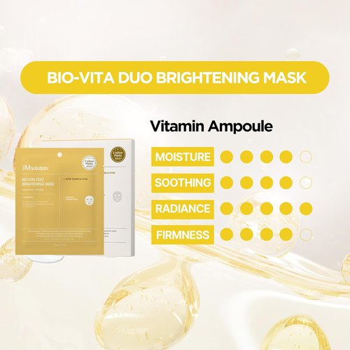 JMsolution Bio Vita Duo Brightening Hydrogel Mask - Overnight Hydrating Treatment | 4 Sheets | Vitamin C & E Antioxidants for Radiant Glow