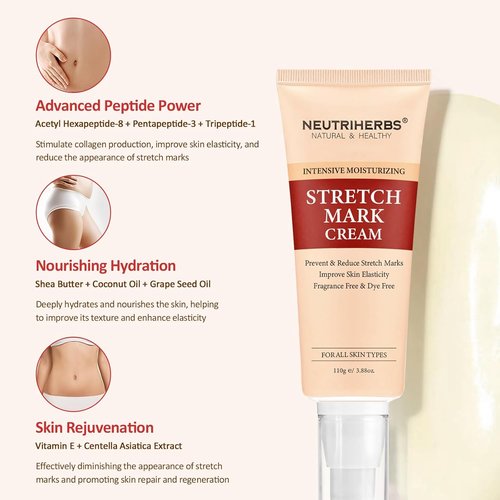 Neutriherbs Stretch Mark Cream - Nourishing Skin Care for Pregnancy & Weight Fluctuations | 3.88 Oz
