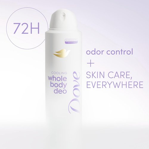 Dove Whole Body Deodorant - Aluminum-Free Coconut & Vanilla Spray for 72-Hour Odor Control | 4 oz