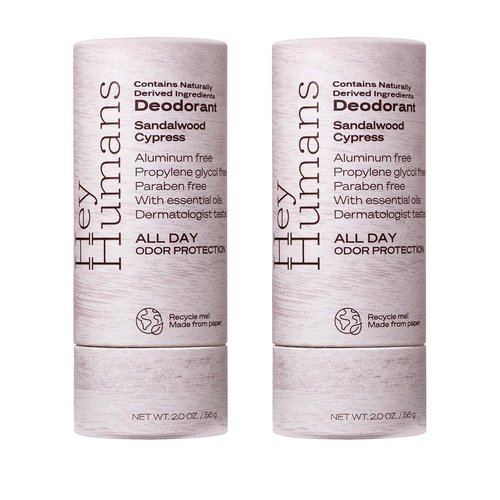 Hey Humans Deodorant - Aluminum-Free, Naturally Derived, All-Day Odor Control | Sandalwood Cypress Scent
