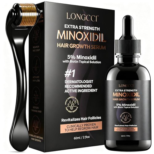 5% Minoxidil Hair Growth Serum for Women: Extra Strength Hair Loss Treatment with Biotin for Thinning Hair - Regrowth Topical Solution (2 Fl Oz (Pack of 1))
