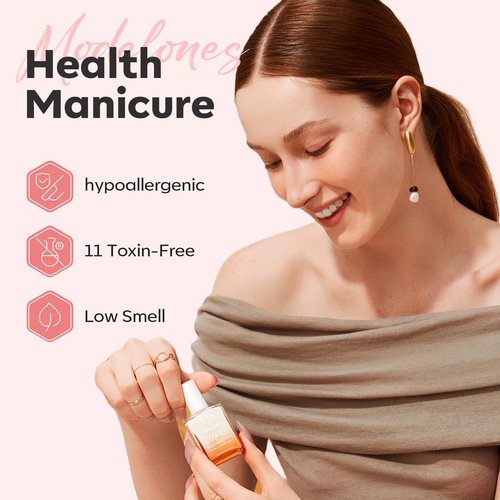 modelones Nail Strengthener Pale Pink White Nail Repair for Damaged Nails Strengthening Polish 15ml Nail Growth and Strengthener Natural Concealer Foundation Nail Care Gifts for Women