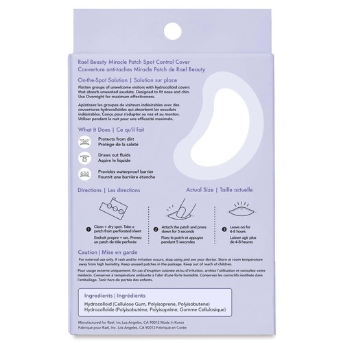 Rael Pimple Patches, Miracle Spot Control Cover - Hydrocolloid Acne Pimple Patch, Strips for Zits and Blemish, Korean Skin Care (10 Count)