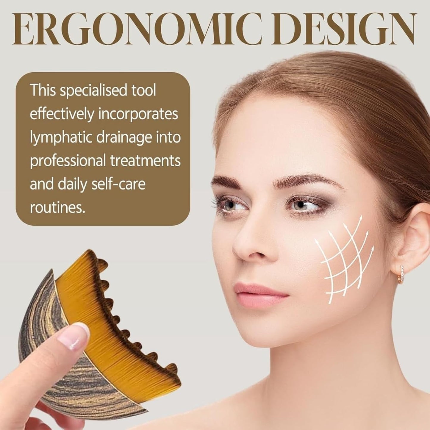 Skiennix Lymphatic Contour Face Brush - Ergonomic Design for Precise Skin Fit | Face Lifting Tool (1PC)