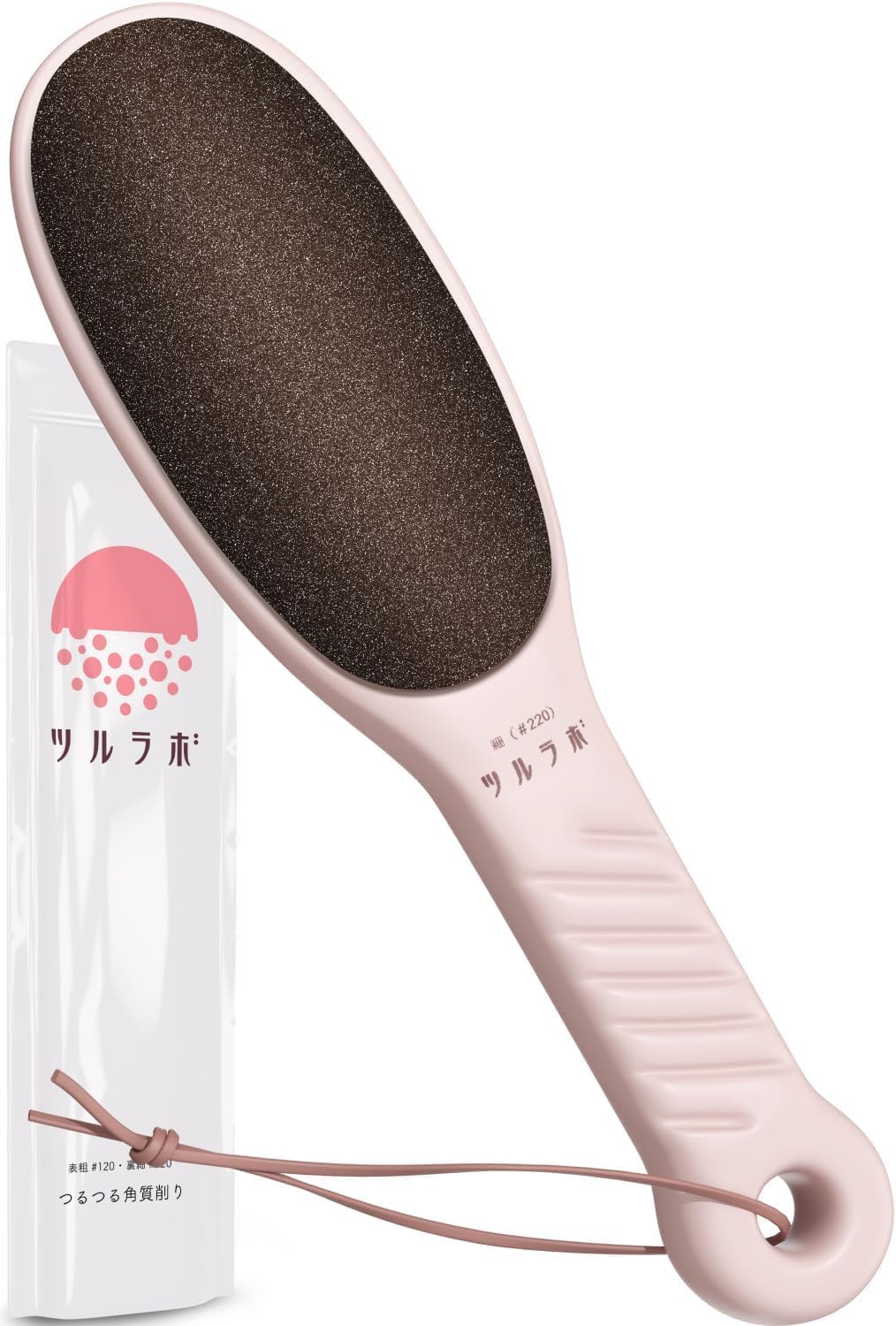 TSURULABO Foot File - Dual-Sided Coarse & Fine Design | Water-Resistant Pink Callus Remover