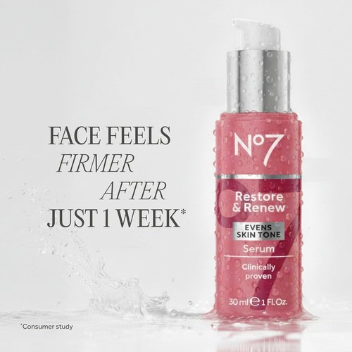No7 Restore & Renew Multi-Action Face & Neck Serum - Anti-Aging Collagen Infused Formula | 1 fl oz
