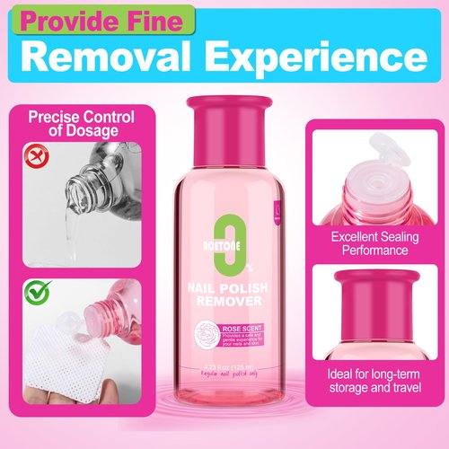 NXJ INFILILA Non-Acetone Nail Polish Remover - 125ml Gentle Formula with Rose Scent, Moisture-Friendly for Sensitive Nails & Cuticles, Fingernail Polish Remover for Regular & Glitter Polish