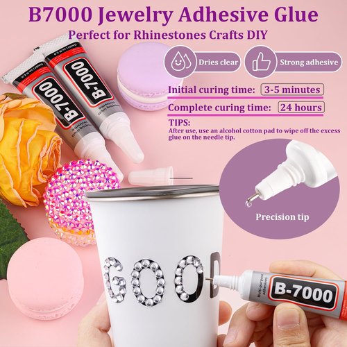 16000Pcs Resin Rhinestones for Crafting, Silver Clear Flatback Gems, Bedazzling Crystal with 3Pcs 10ml B7000 Jewelry Glue Bedazzler Kit for DIY Crafts Clothing Tumblers Shoes Fabric Nail Art