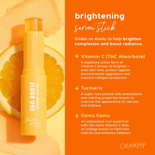 ColourPop Brightening Vitamin C Serum Stick - Radiance-Boosting Face Serum for Glowy Skin - Turmeric Infused (0.25 oz)