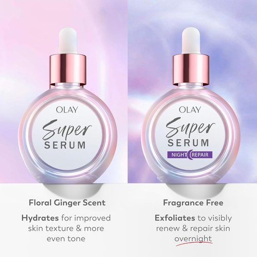 Olay Super Serum Night Repair - Fragrance-Free 5-in-1 Formula with Niacinamide & Peptides | 1.7 Oz