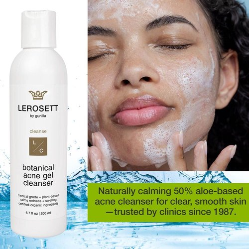 LEROSETT Foaming Gel Acne Cleanser - Vegan Formula with 2% Salicylic Acid & 50% Calming Aloe | 6.7oz