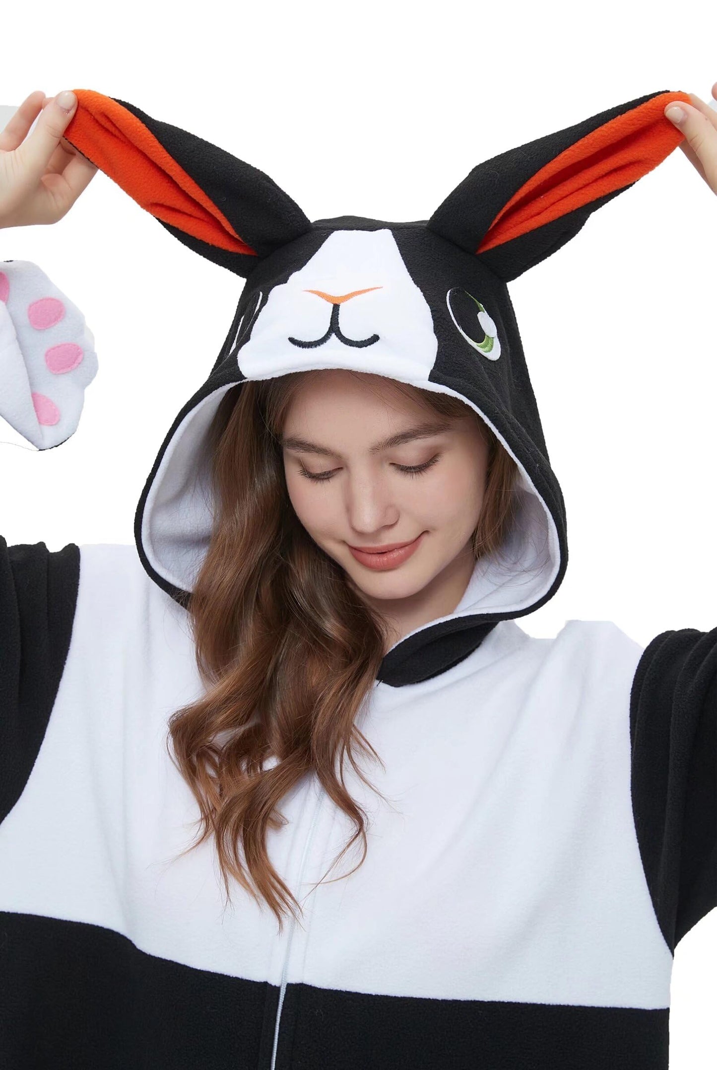 DarkCom Unisex Adult Cosplay Dutch Rabbit Onesie Halloween Costume Christmas Pajamas for Women Men Medium