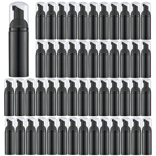 Lil Ray 50PCS Black Foam Bottle with Black Pump, Empty Travel Foaming Dispensers for Hand Soap,Lash Shampoo(2 Oz)
