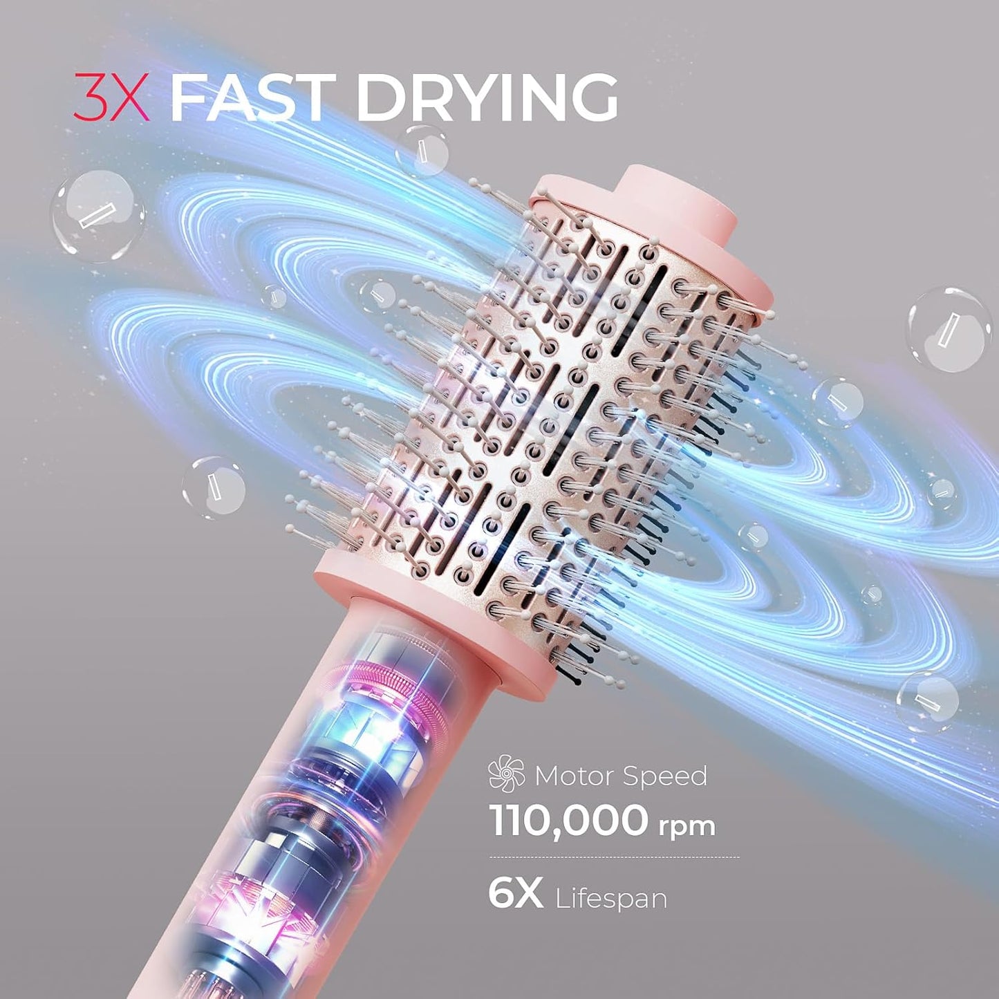TYMO 2.0 Hair Dryer Brush Volumizer - Fast-Drying Hot Air Styler & Smoothing Comb, Compact 2.5” Design