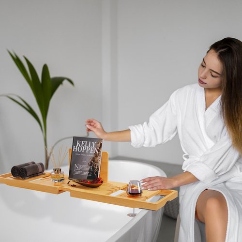 Bathtub Tray,Bath Tray for Tub,Bath Tub Tray Wood,Bath Caddy Tray for Bathtub,Bathtub Trays for Tub, As Gifts for Women Or House Warming Gifts New Home