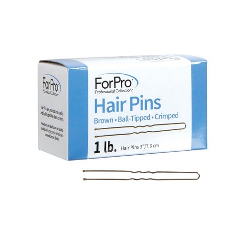 ForPro Professional Collection Hair Pins - 320 Count, Brown, 3" L, Ball-Tipped & Non-Damaging