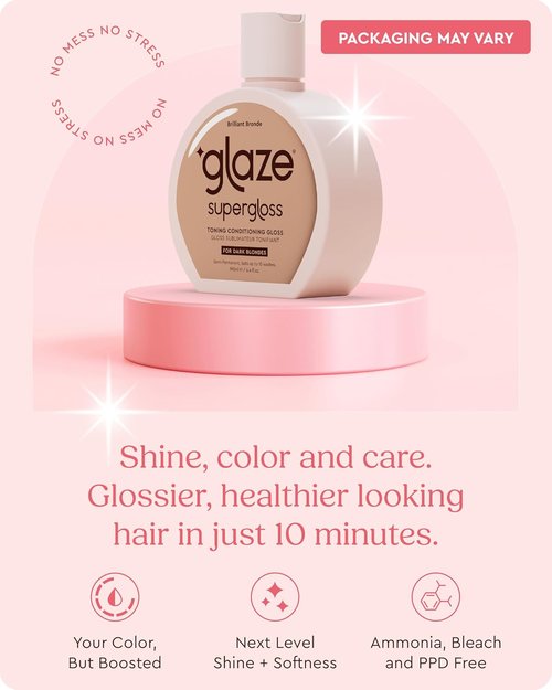 Glaze Supergloss Color Conditioning Gloss - Hydrating Semi-Permanent Hair Color & Shine Boost - 6.4 Fl Oz | Brilliant Bronde