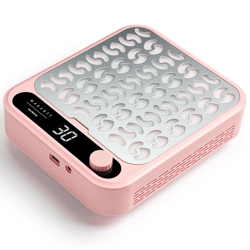 Makartt Nail Dust Collector - Professional Powerful Suction Larina Vacuum Fan Dust Cleaner with LED Display, Adjustable Speed, Reusable Filter for Acrylic Nails Polishing Manicure Salon Home Pink