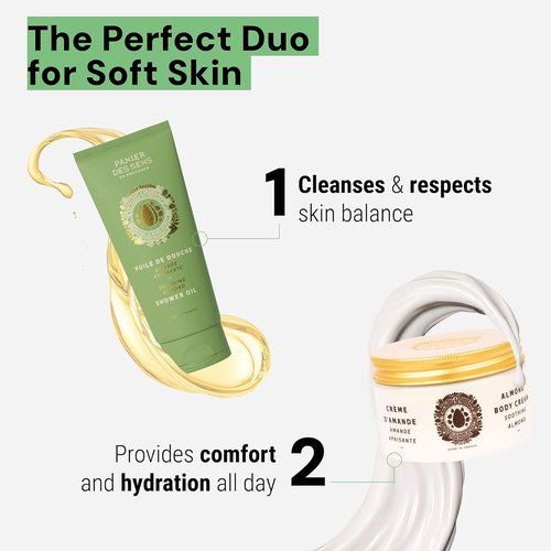 Panier des Sens - Almond Body Wash for Women & Men - Gentle Shower Gel with 96% Natural Ingredients - 6.8 Fl Oz, SLS Free, Vegan
