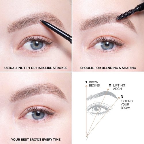 OFIR Brow Trace Precision Browliner - Waterproof Ultra-Fine Tip Eyebrow Pencil | Smudge-Proof Matte Finish | Long-Wear Tool with Spoolie | Chocolate Dark Brown, 0.003 OZ