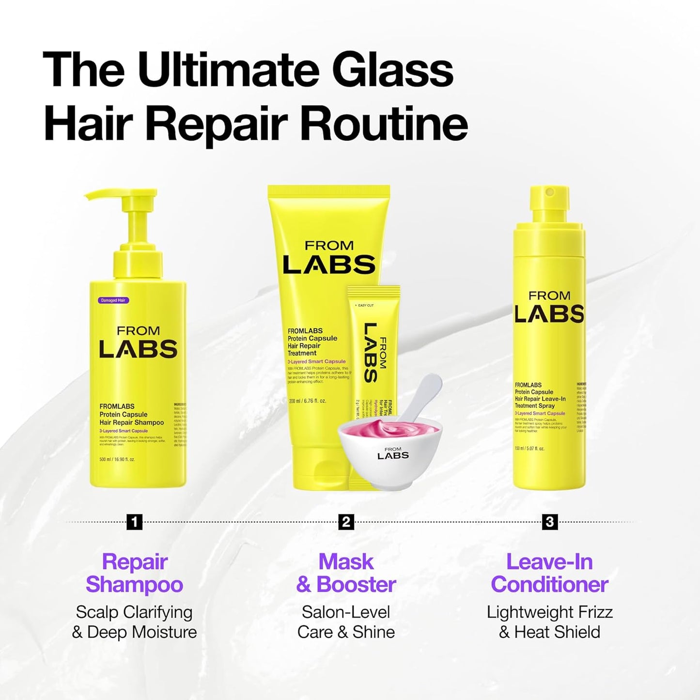 FROMLABS Protein Capsule Hair Repair Treatment - 3-Minute Keratin Mask for Damaged Hair | 6.76 fl oz