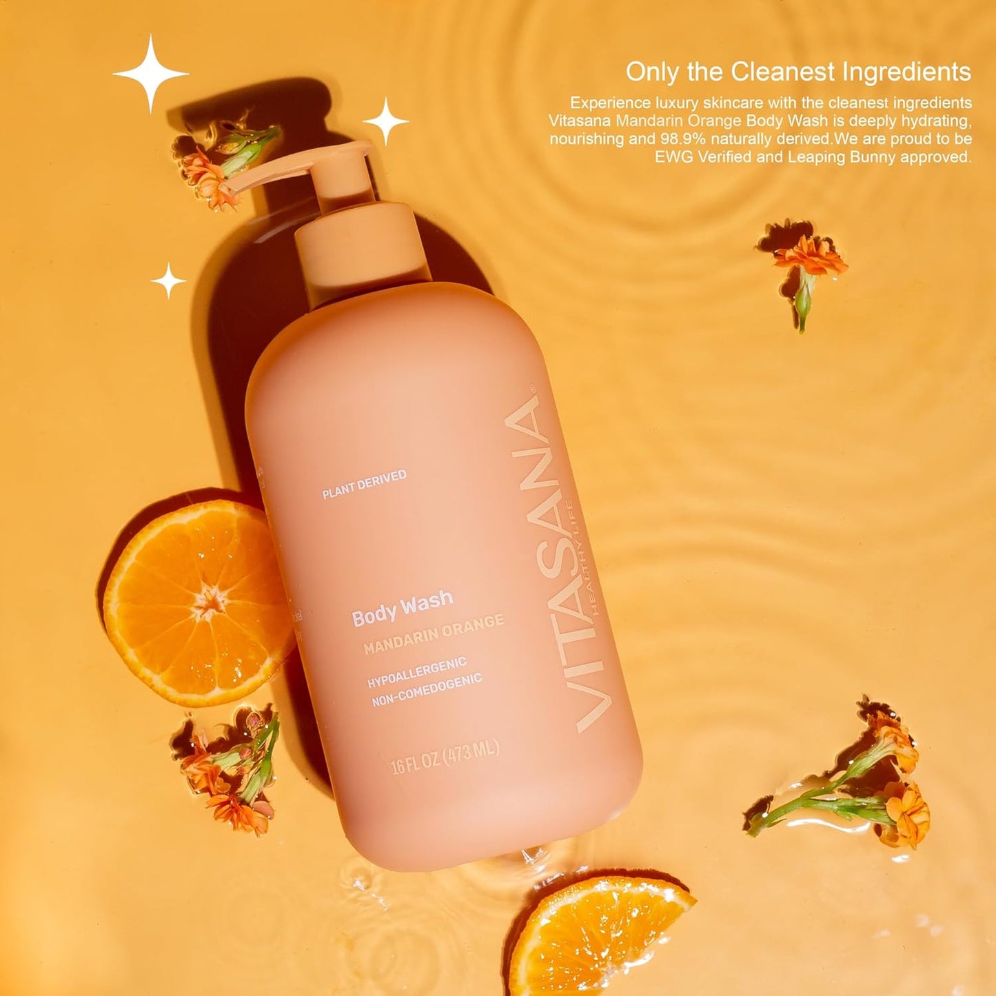Skiennix Natural Body Wash - Mandarin Orange Scent, 98.9% Plant-Derived, EWG Verified, 16 oz