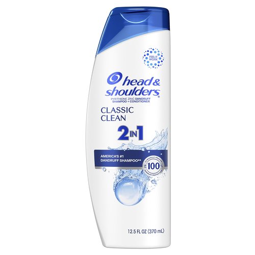 Head and Shoulders 2 in 1 Dandruff Shampoo and Conditioner, Anti-Dandruff Treatment, Classic Clean for Daily Use, Paraben Free, 12.5 oz