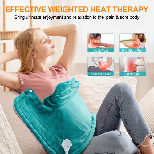 Heating Pad for Neck and Shoulders and Back, Mothers Day Gifts for Mom Wife Grandma, Birthday Gifts for Women, Weighted Neck Heating Pads, Large Heat Pad, 6 Heat Settings 4 Auto-Off, 17"x23" Blue