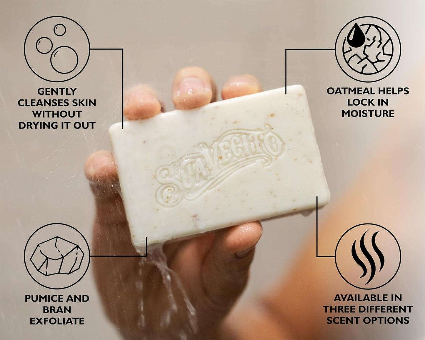Suavecito Body & Hand Soap Bars - Moisturizing Whiskey Scent - 6 oz | 3 Pack for Men
