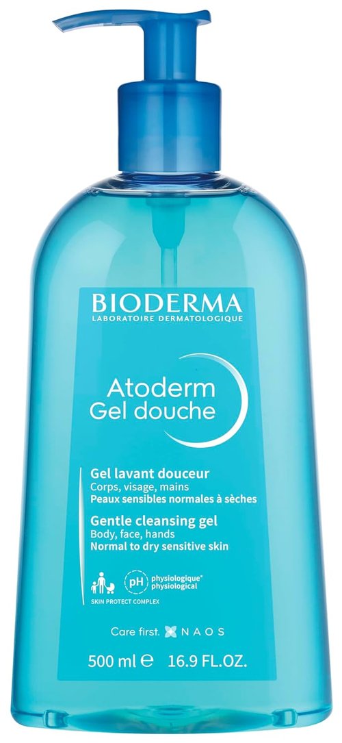 Bioderma Atoderm Hydrating Shower Gel - Moisturizing Face & Body Cleanser for Sensitive Skin