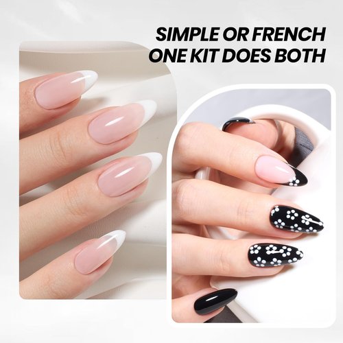 Beetles Black White Gel Polish Set - 2 Pcs 15ml Full Size Black And White Colors Polish French Nails Soak Off Led Nails Art Manicure Salon Diy at Home