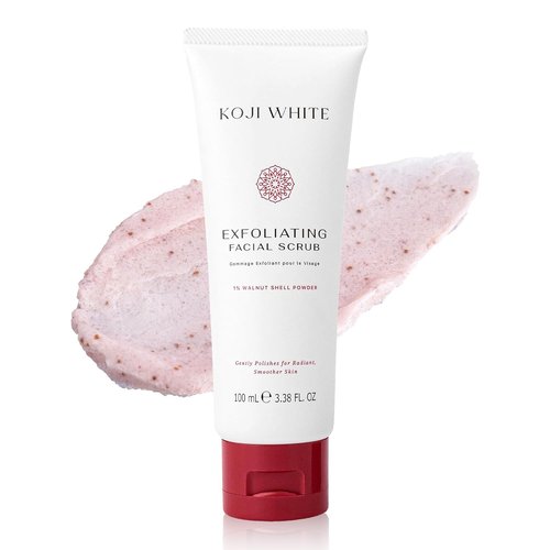 Koji White Exfoliating Facial Scrub - Kojic Acid Face Wash for Radiant Skin | Gentle Daily Exfoliator, 3.38 Fl Oz