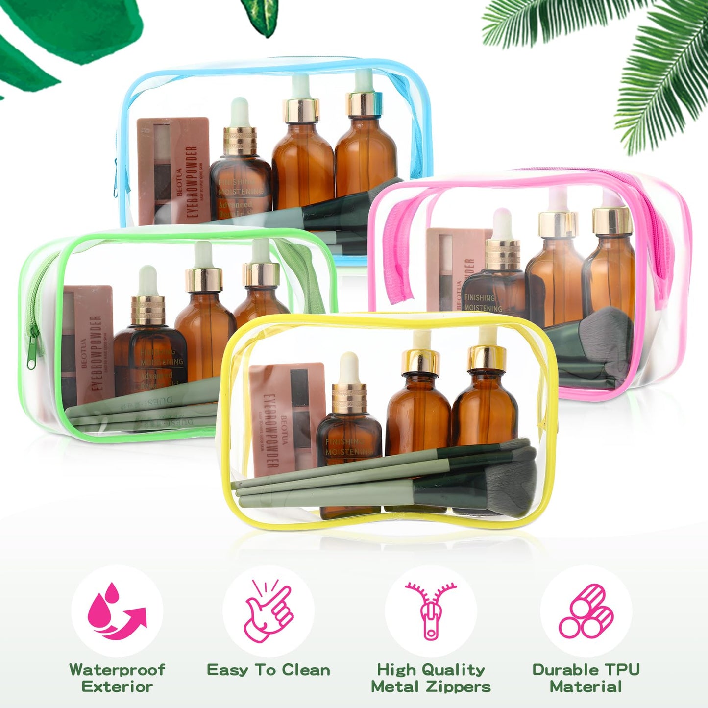 Weewooday 12 Pieces Clear Cosmetics Bag PVC Zippered Clear Toiletry Carry Pouch Cosmetic Makeup Bag Waterproof Makeup Vinyl Plastic Organizer Case for Vacation Bathroom(Bright Color,Medium)