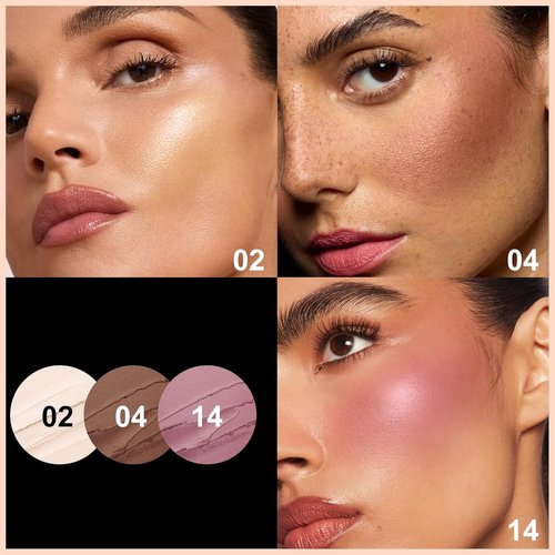 FOCALLURE Cream Contour Sticks Set - 3 Pcs with Highlighter, Bronzer & Blush | Non-Greasy, Long-Wear Makeup in Neutral