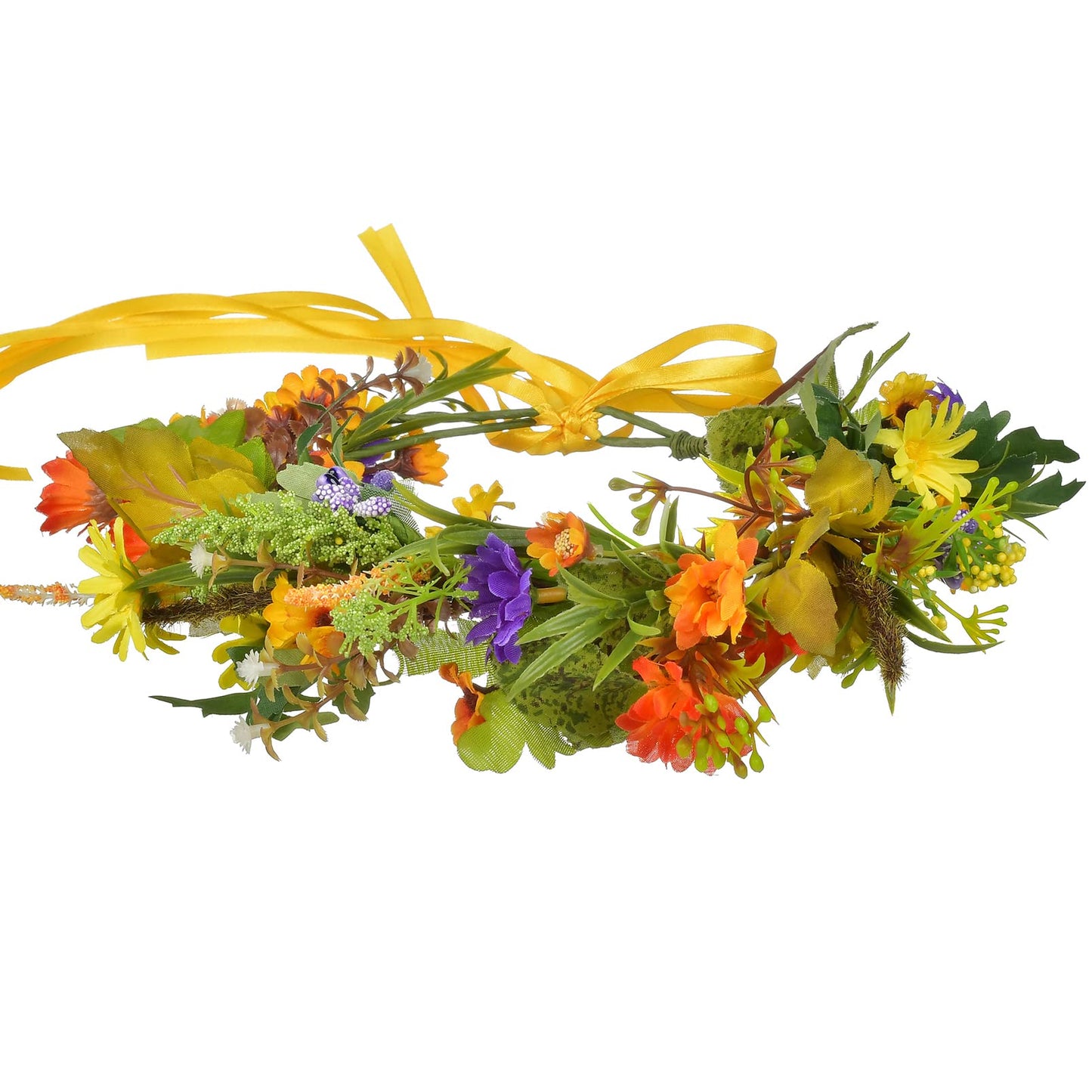 LLinfflr Floral Crown Flower Garland Headband Hair Wreath Floral Headpiece Halo Boho Party Prom Wedding Photos Golden