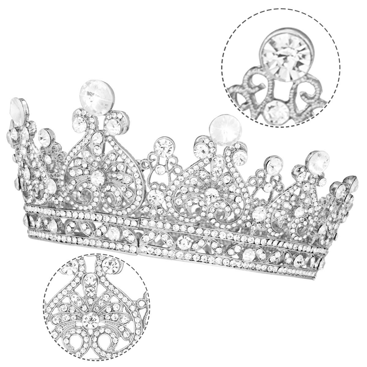 Vofler Crown Silver Tiara for Women Queen-Crystal Rhinestone Hair Jewelry Decor for Ladies Girls Bridal Bride Princess Quinceanera Birthday Wedding Pageant Prom Homecoming Halloween Costume Party