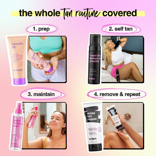 b.tan Ultra Dark Self Tanner Kit | Get The Darkest Tan Possible Bundle - Best Tanning Mousse with Mitt Applicator, 1 Hour Express Sunless Foam, Fast Bronzing Glow, No Fake Tan Smell, Vegan, 6.7 Fl Oz
