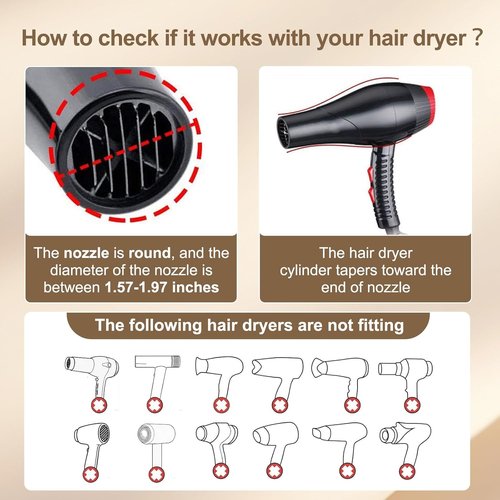 PERFEHAIR Hair Diffuser - Professional Salon Attachment for Frizz-Free Curly Hair | 1.57"-2" Nozzle, Black